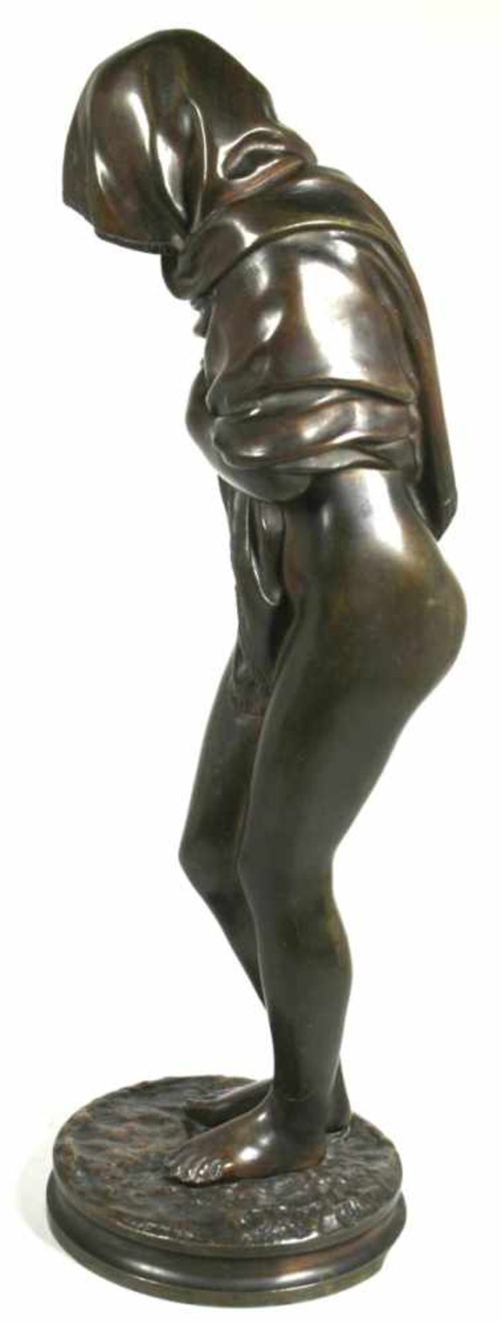 Jugendstil Bronze Figur, "Weiblicher Halbakt", Réne, wohl französischer Bildhauer,vollplastische - Bild 3 aus 8
