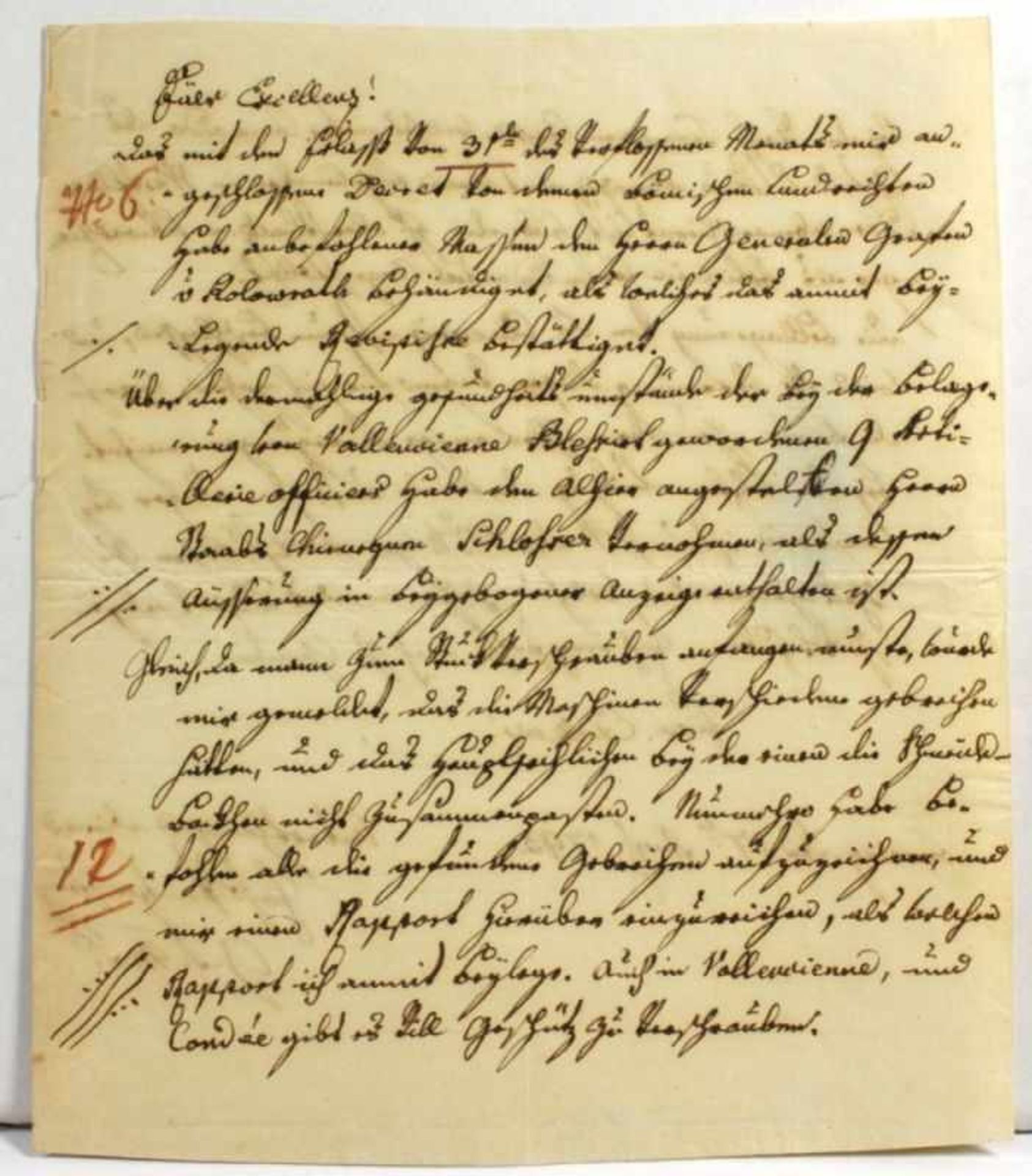 Historisches Dokument, 1793, Brief des Feldmarschalleutnants Johann Ritter Penzeter vonPentenstein