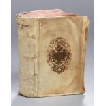 Buch, "Orationum Quasreve", Philippus Melanthon, Wittebergae, 1590, Pergamenteinband mitWappen,