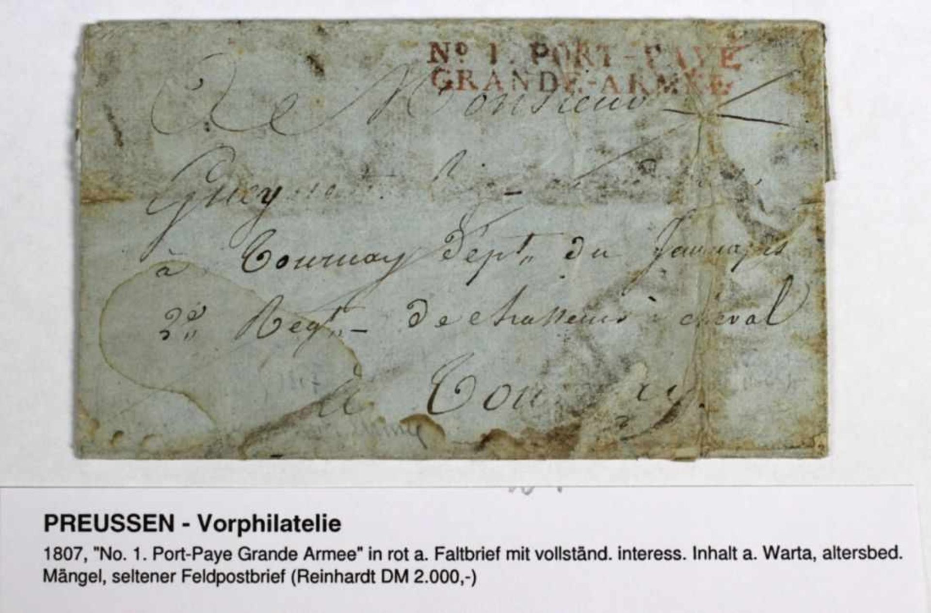Vorphilatelie, Preussen, 1807, seltener Feldpostfrief