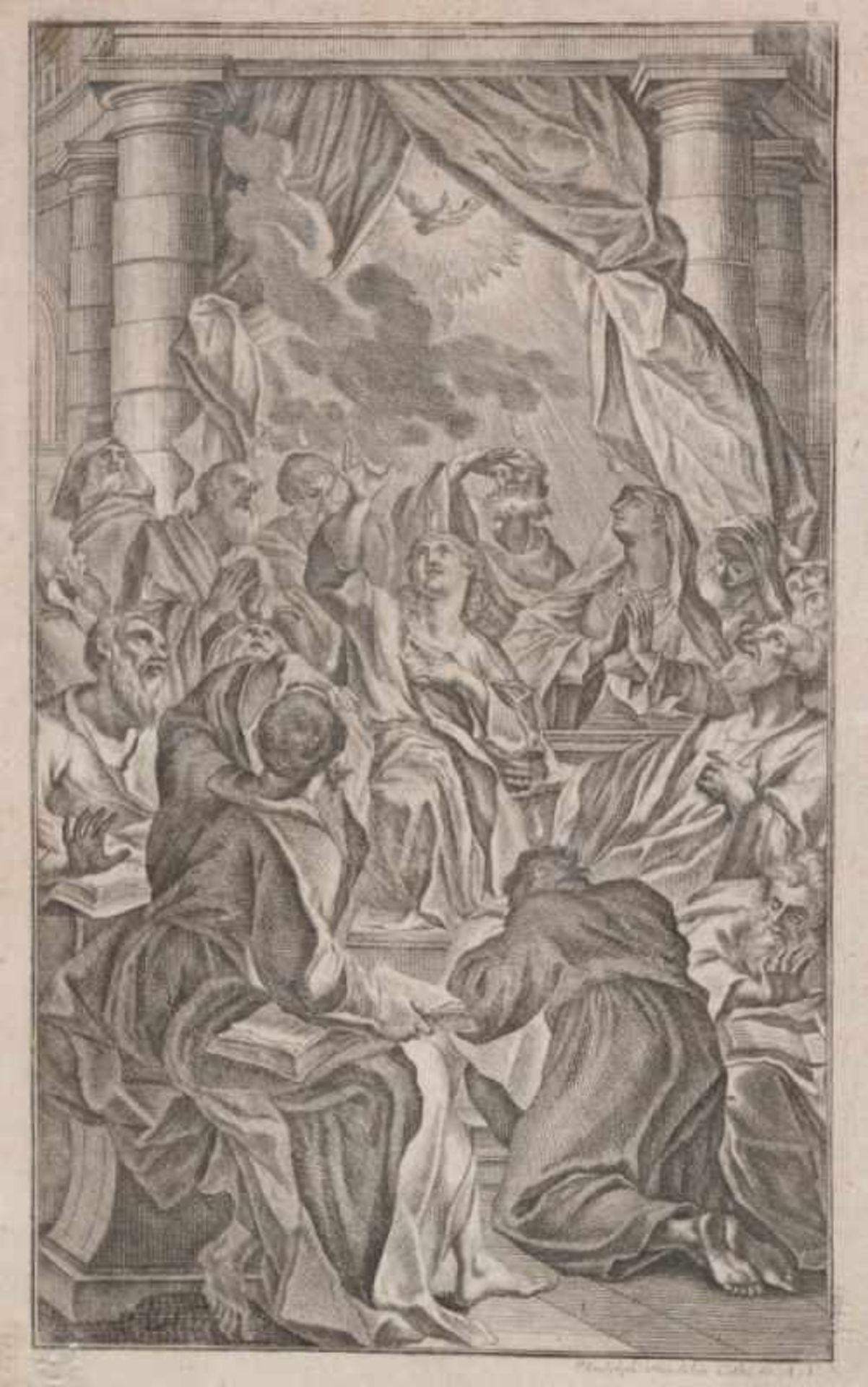Sterklin, Rudolf, Künstler des 19. Jh. "Mythologische Szene", Kupferstich, in der Plattesign., 30