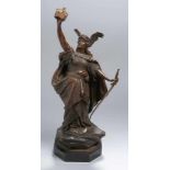 Bronze-Plastik, "Kriegerin", Reusch, F.R., dt. Bildhauer 19./20. Jh., vollplastische,naturalistische
