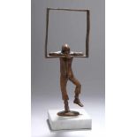 Bronze-Plastik, "Blick durch den Rahmen", Braslon, zeitgenössischer Bildhauer,