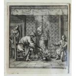 Luyken, Jan, holländischer Kupferstecher, 1649 - 1712. "In der Stube", Radierung, 9 x 8cm, wohl