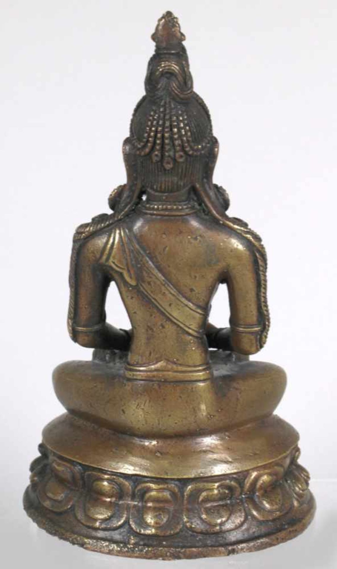 Bronze-Plastik, "Amitayus", Tibet, 17./18. Jh., auf Doppellotossockel vollplastischeDarstellung - Bild 3 aus 6