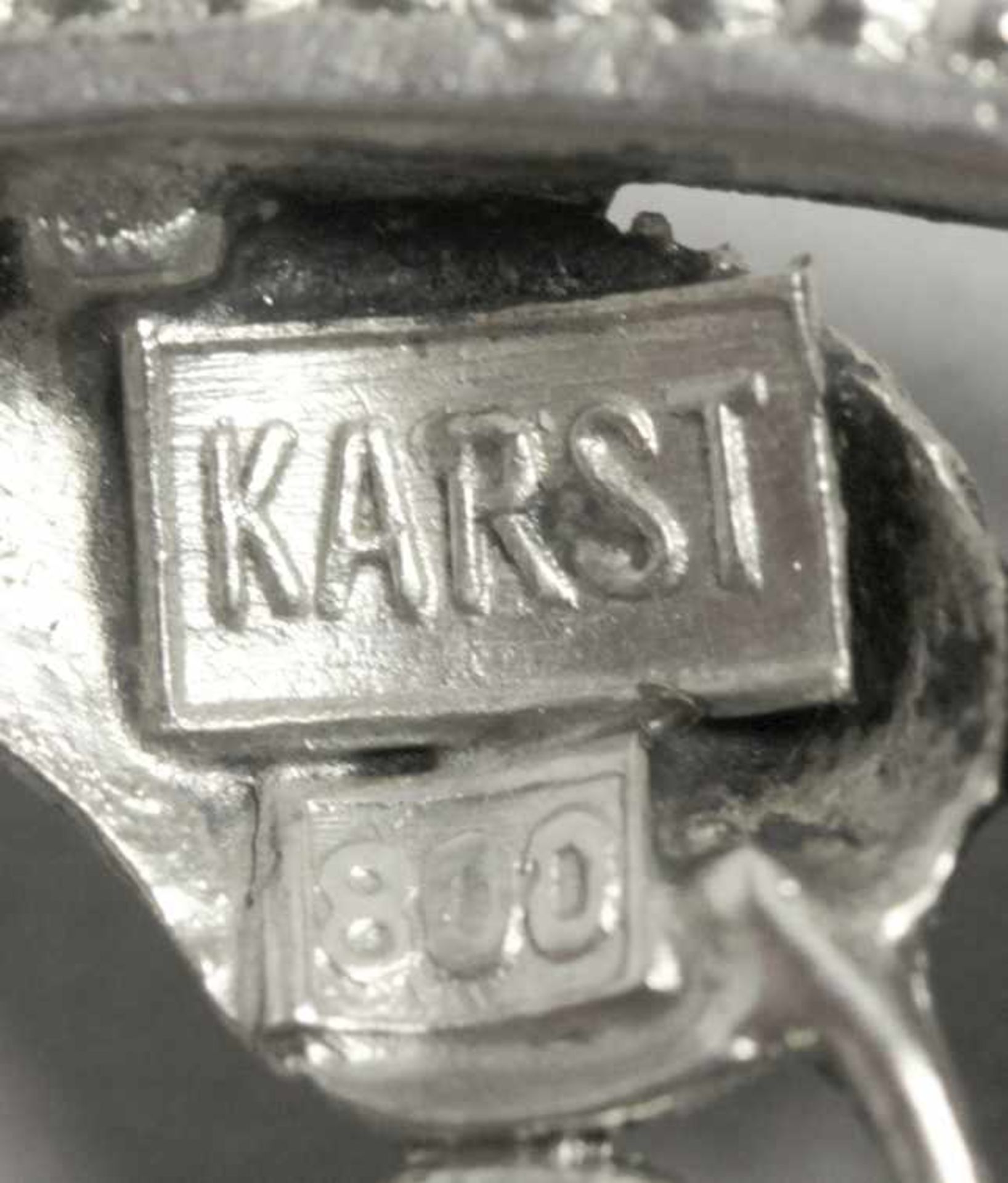 Jugendstil Brosche, Karl Karst, Pforzheim, Silber 800, ovale Form mit Perlrand,durchbrochenes - Bild 2 aus 2