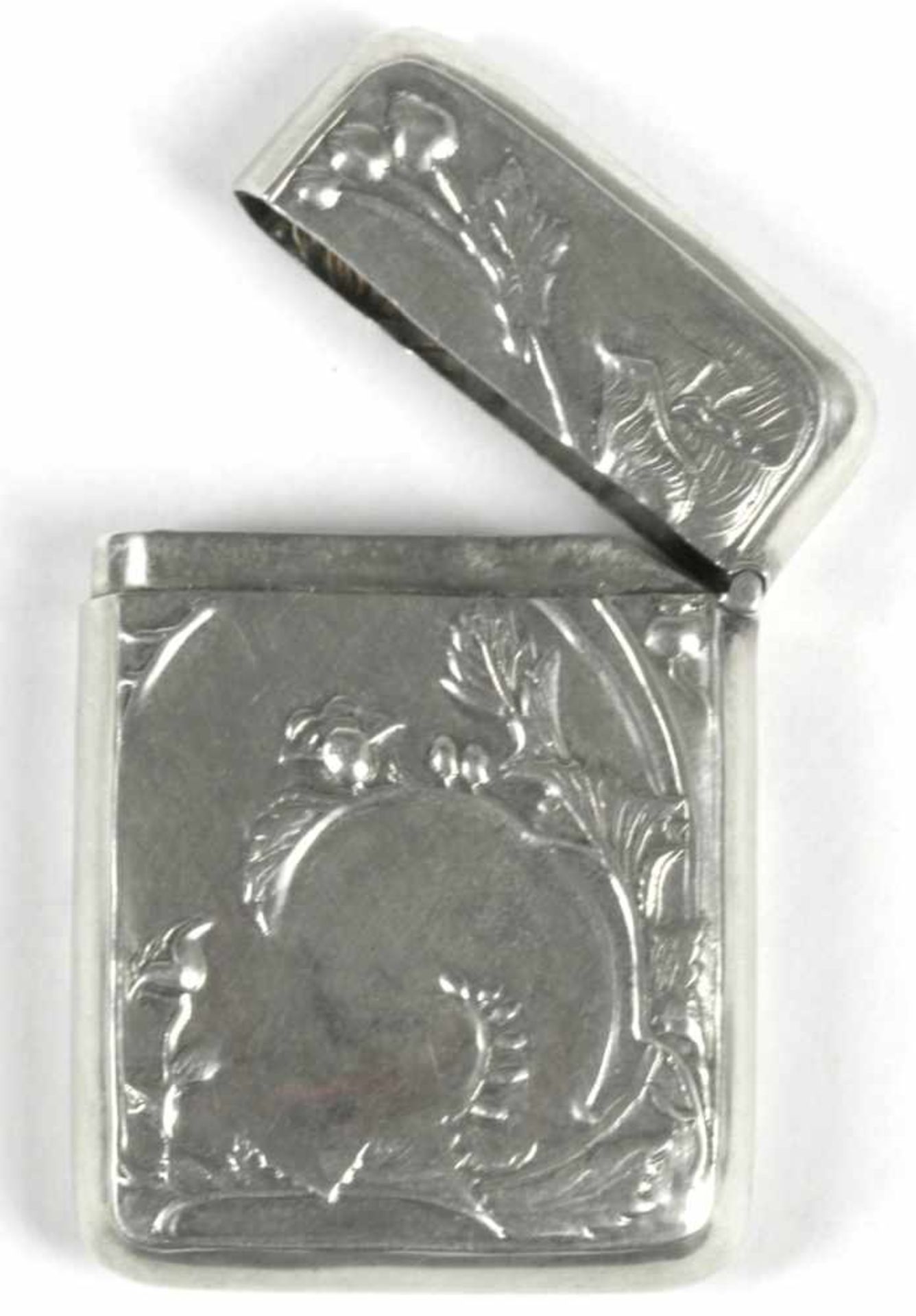 Streichholz-Etui, Frankreich, um 1900, Silber, rechteckige Form, scharnierter Deckel,Wandung mit - Bild 2 aus 3