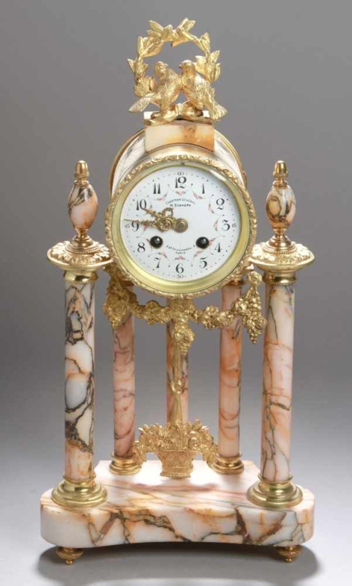 Kamin-Uhr, Frankreich, um 1860, sign. M. Schneru, Paris, Ankerwerk, 1/2-Std.-Schlagwerkauf Glocke,
