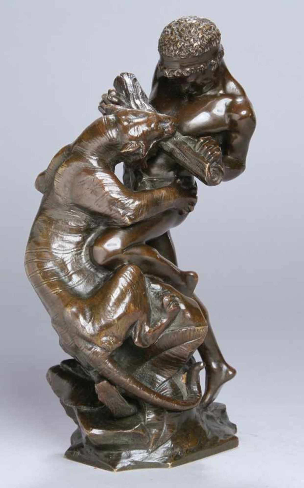 Bronze-Plastik, "Kampf mit dem Tiger", Drouot, Edouard, Sommevoire 1859 - 1945 Paris,vollplastische,