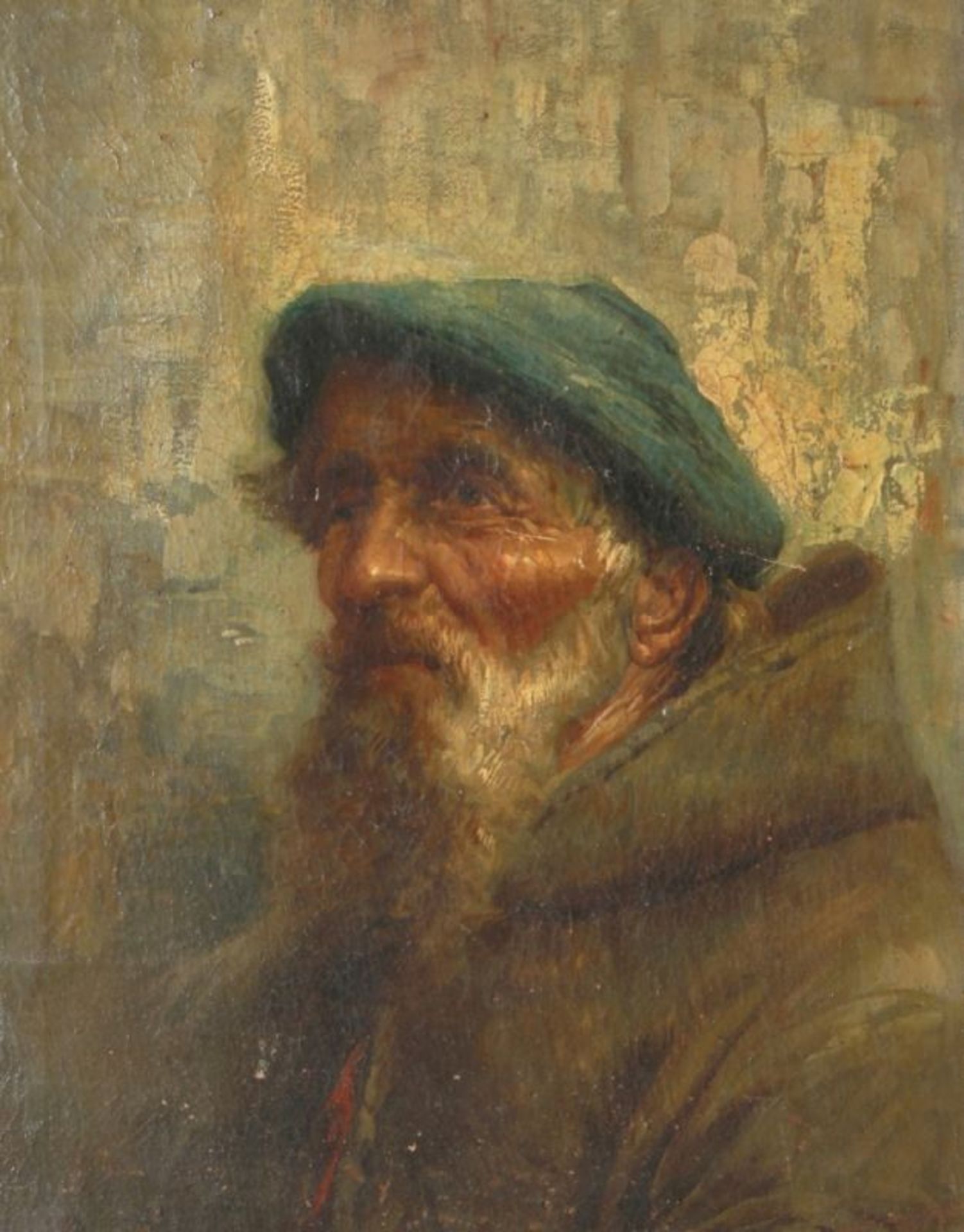 Anonymer Maler, 19./20. Jh. "Portrait eines alten Mannes", Öl/Lw., 30,5 x 23 cm