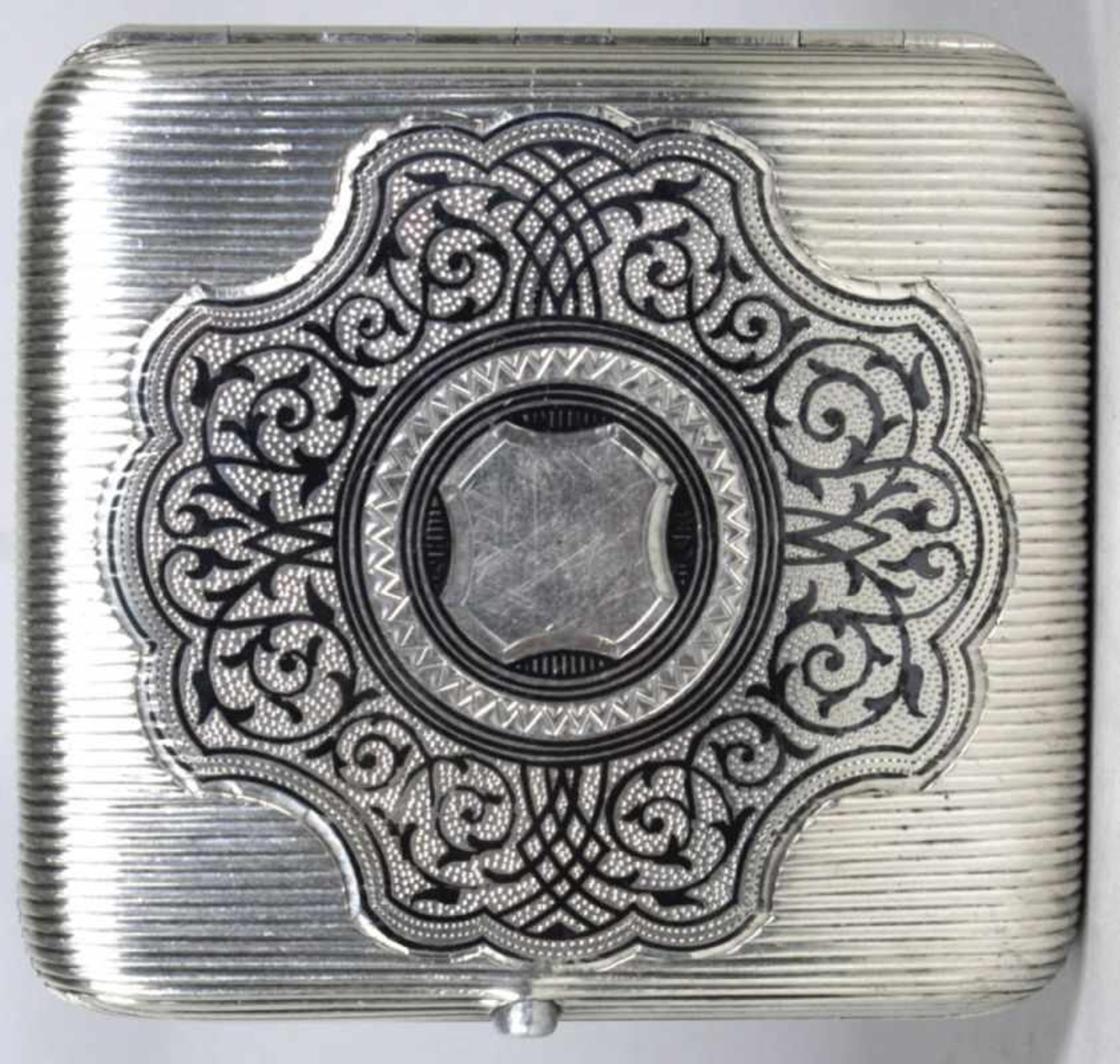 Zigarettenetui, Moskau, 1890, Silber 84 gepunzt, rechteckig, Deckel mit Stadtansicht - Bild 6 aus 6