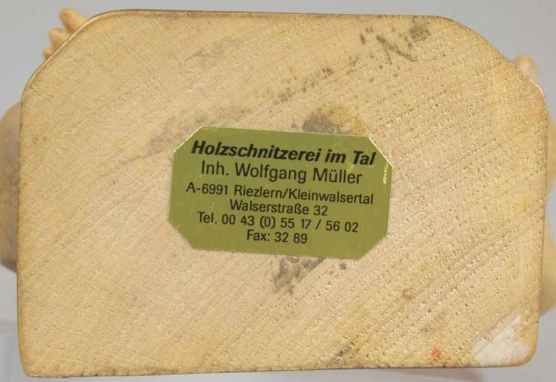 Holz-Figur, "Heiliger Christopherus", Österrreich, 2. Hälfte 20. Jh., auf Rechteckplinthemit - Bild 3 aus 3