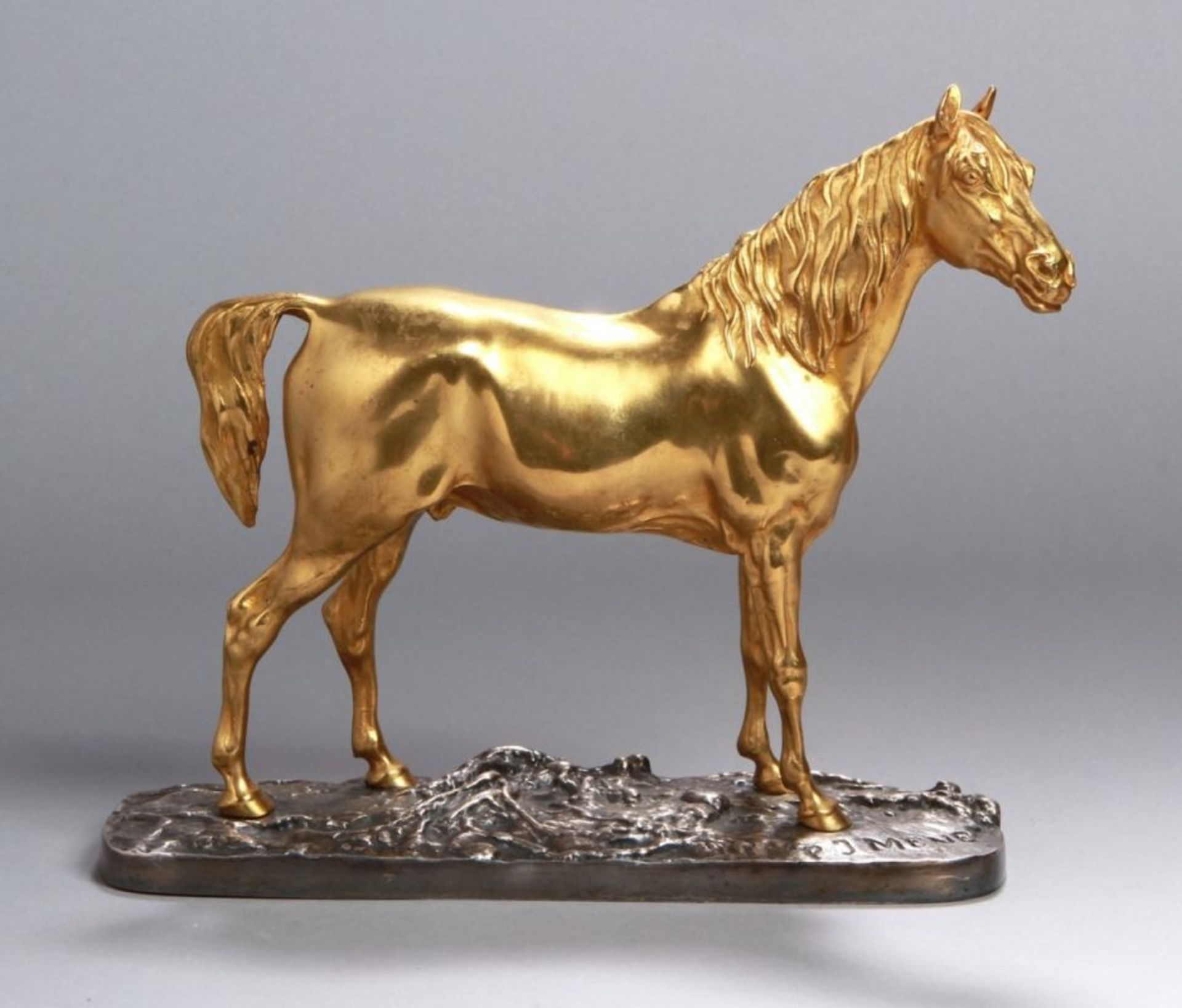 Bronze-Tierplastik, "Pferd", Mene, Pierre Jules, Paris 1810 - 1879 ebenda, vollplastische,