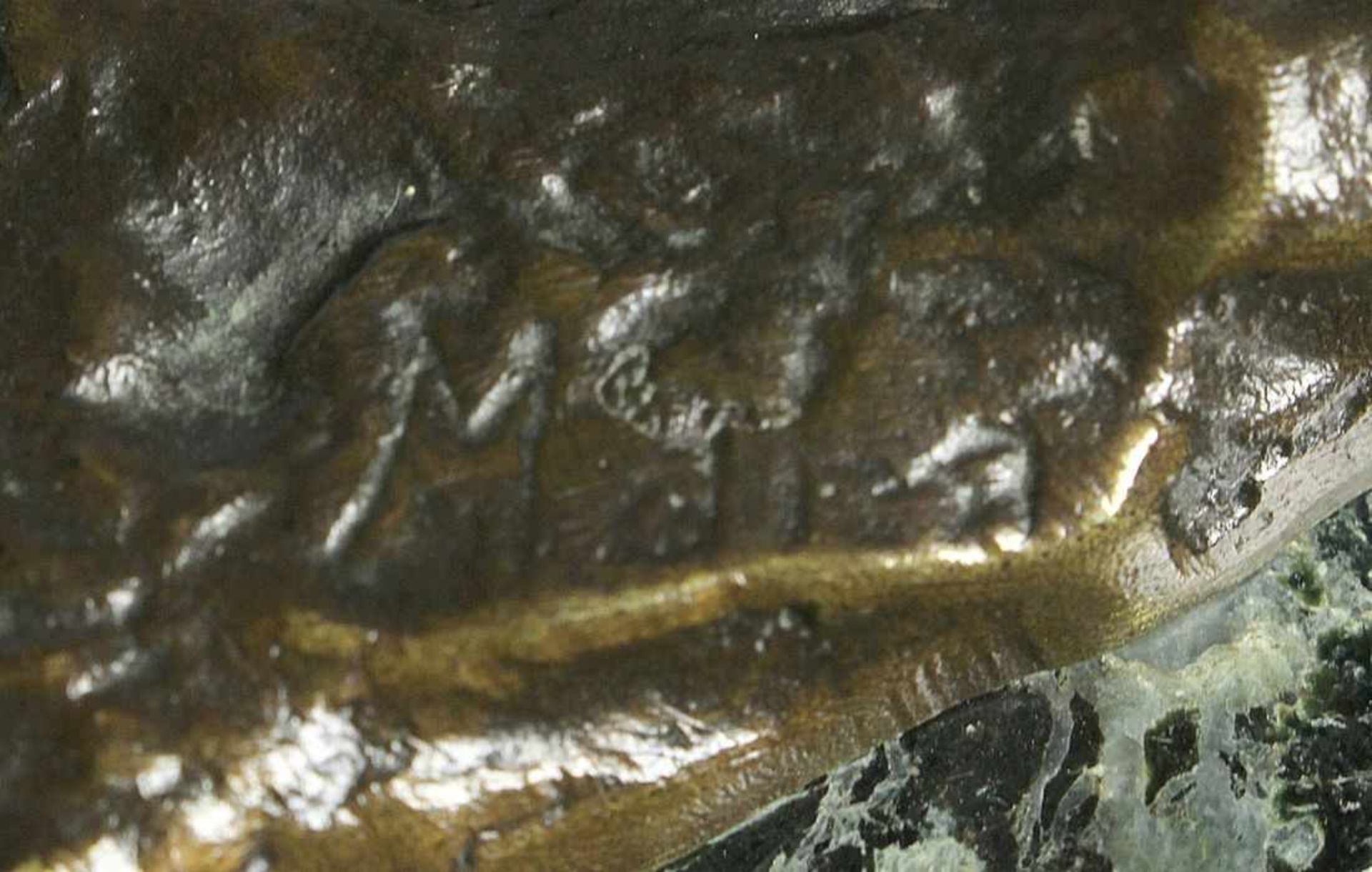 Bronze-Tierplastik, "Fohlen", Mara, Bildhauer Mitte 20. Jh., vollplastische, stehendeDarstellung, - Bild 3 aus 3