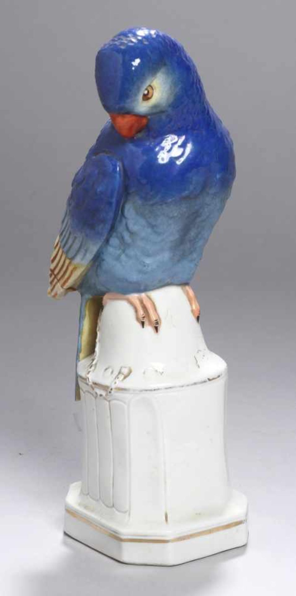 Porzellan-Tierplastik, "Papagei", wohl Gebrüder Schoenau, Swaine & Co., Hüttensteinach, um1920,