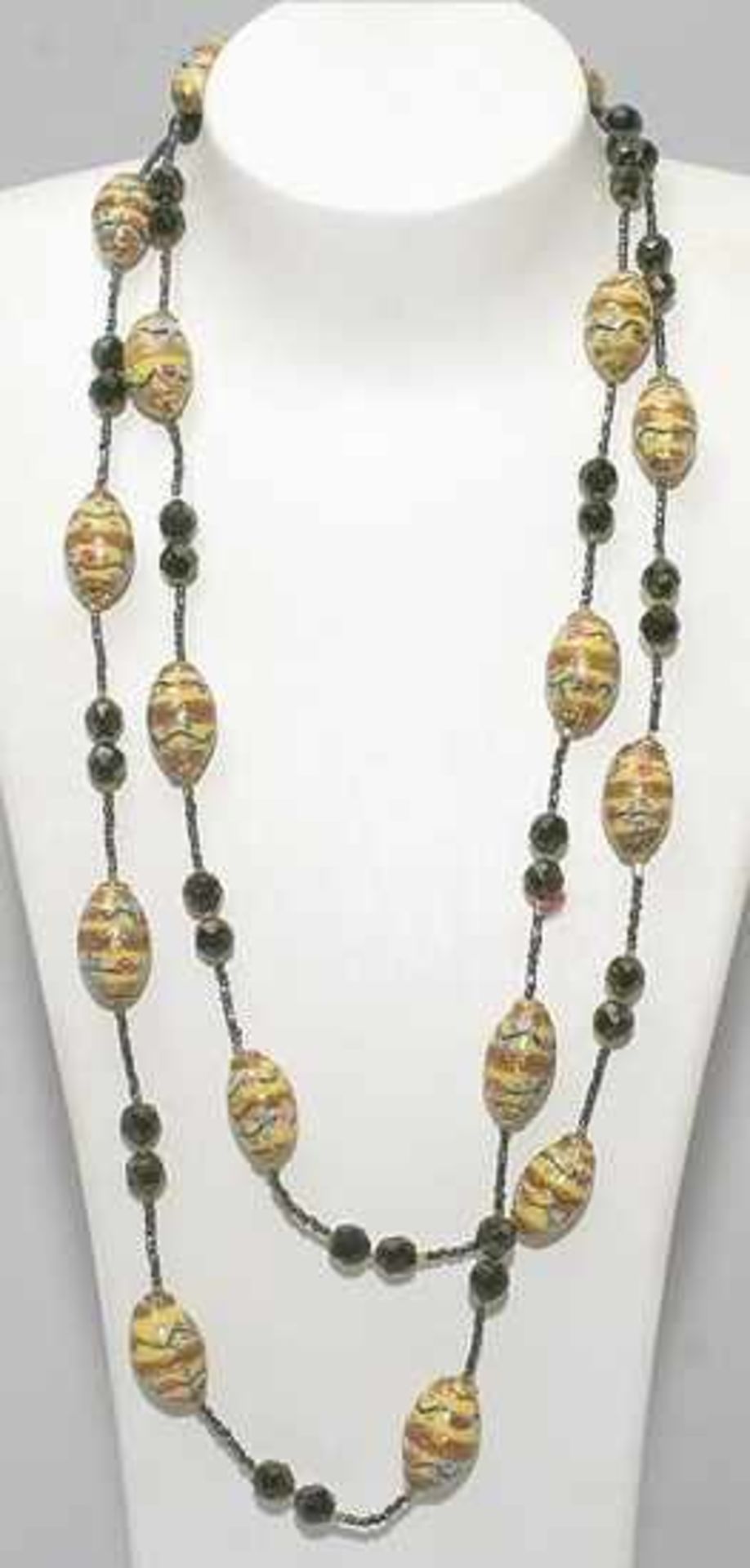 Halskette, Murano, 50er Jahre, gefertigt aus ovioden, polychromen Glasperlen
