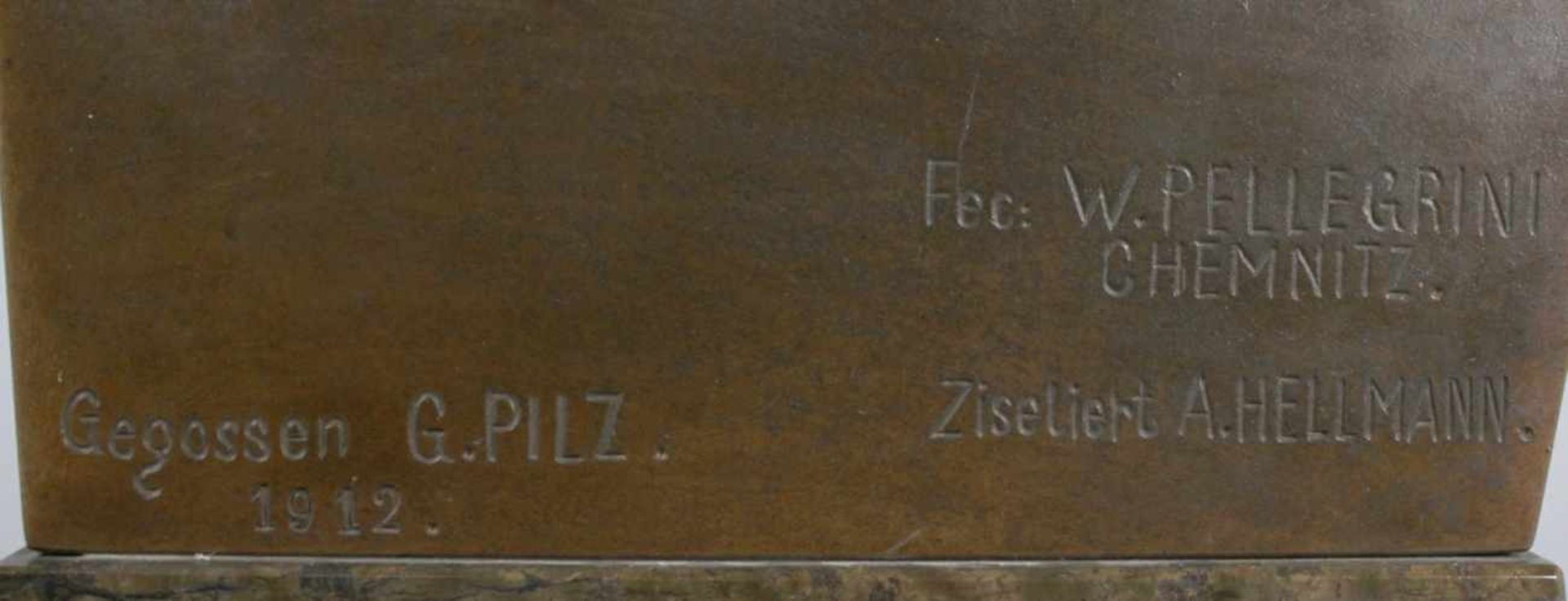 Bronze-Büste, "Der Eiserne Kanzler", um 1900, Pellegrinie, Friedrich Wielhelm, Chemnitz,ziseliert - Bild 3 aus 3