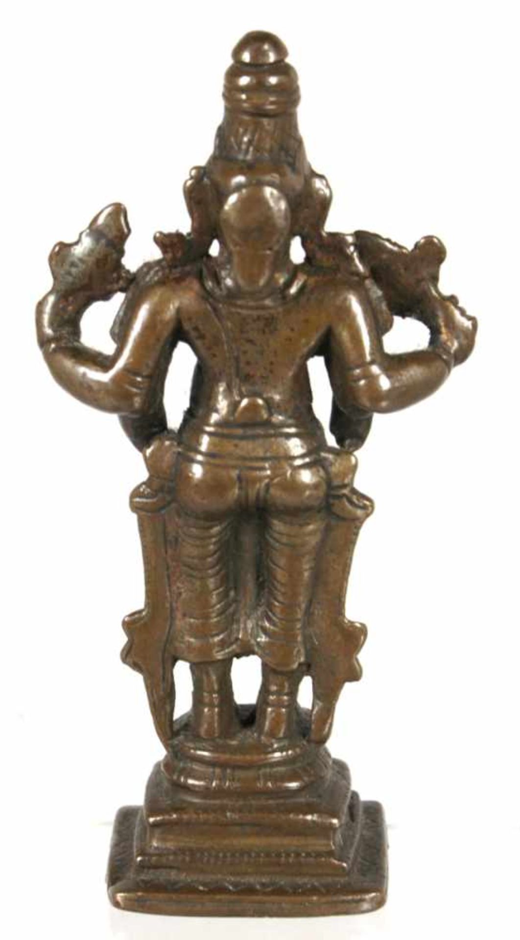 Bronze-Plastik, "Hinduistische Gottheit", Indien, 18./19. Jh., auf quadratischer,gestufter Plinthe - Bild 3 aus 4