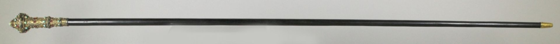 Spazierstock, wohl osmanisch, Ende 19. Jh., Griff in Form eines Zierbalusters aus Silber, - Bild 2 aus 3
