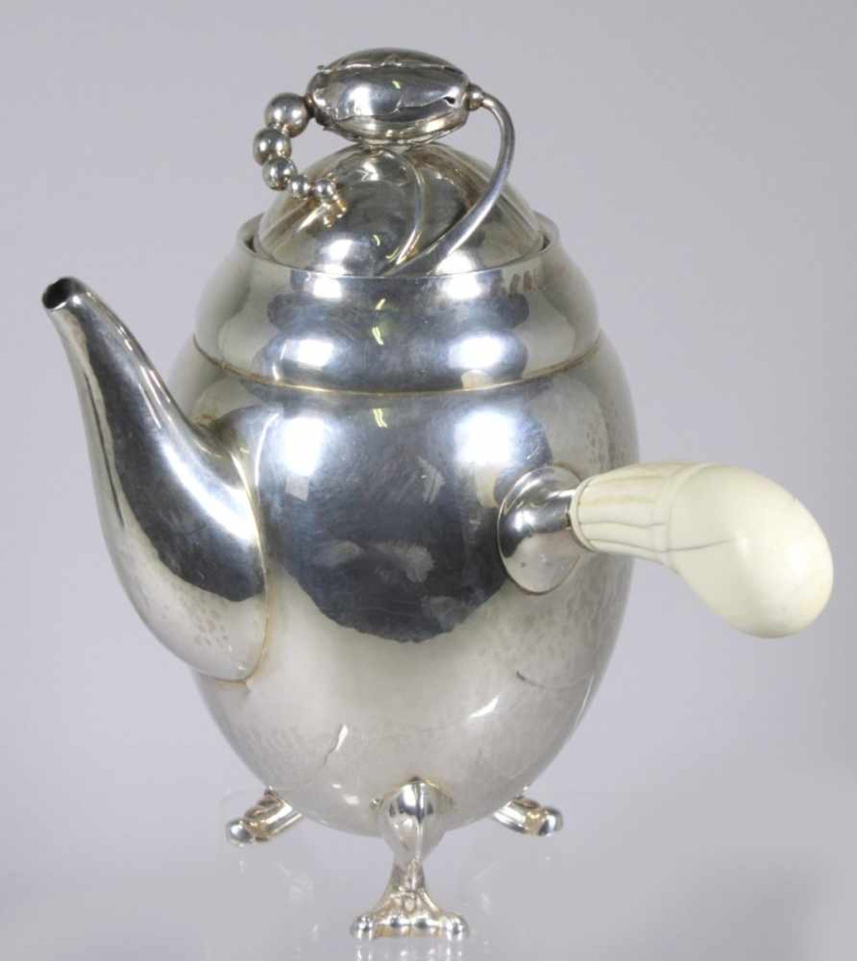 Kaffee-Set, 3-tlg., "Magnolia", Georg Jensen, Kopenhagen, Dänemark, nach 1945, Entwurf um1905, Mod. - Bild 2 aus 5