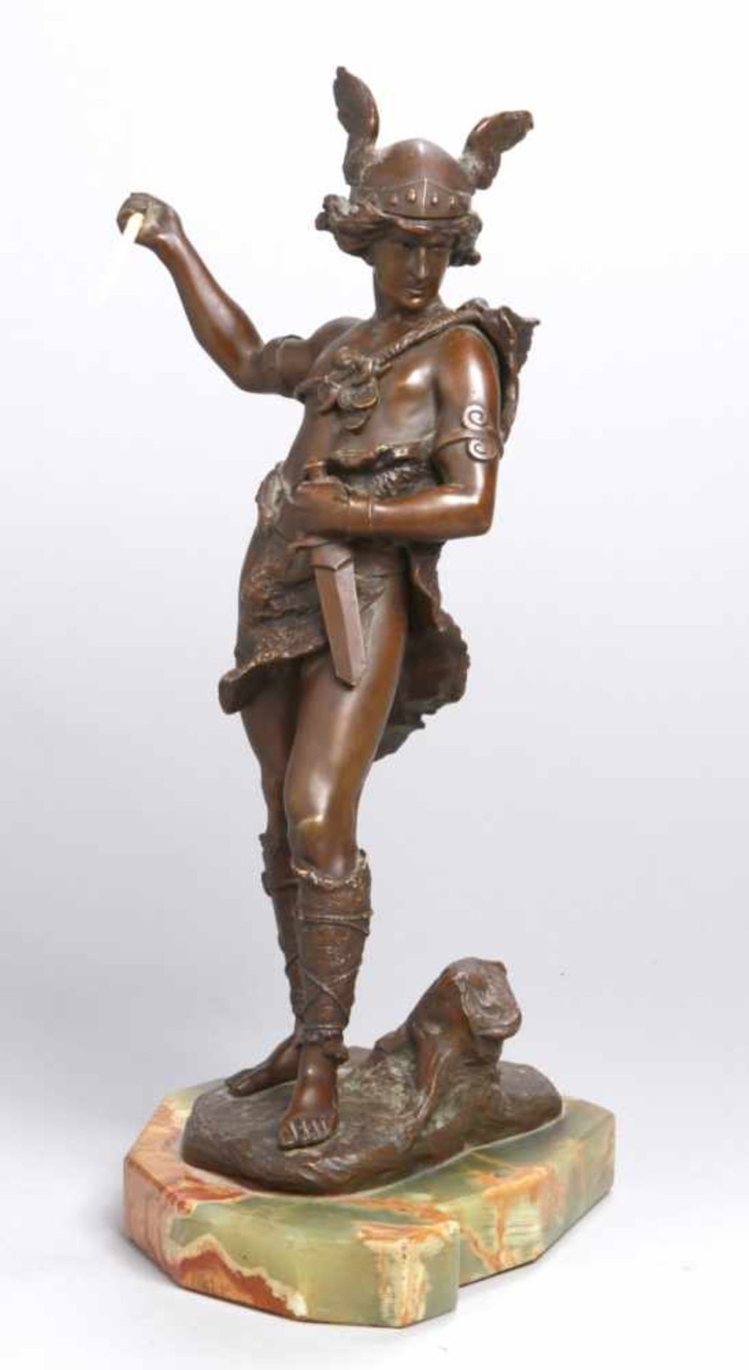Bronze-Plastik, "Krieger/Wickinger", Korvalzervski, Bildhauer 1. Hälfte 20. Jh.,vollplastische,
