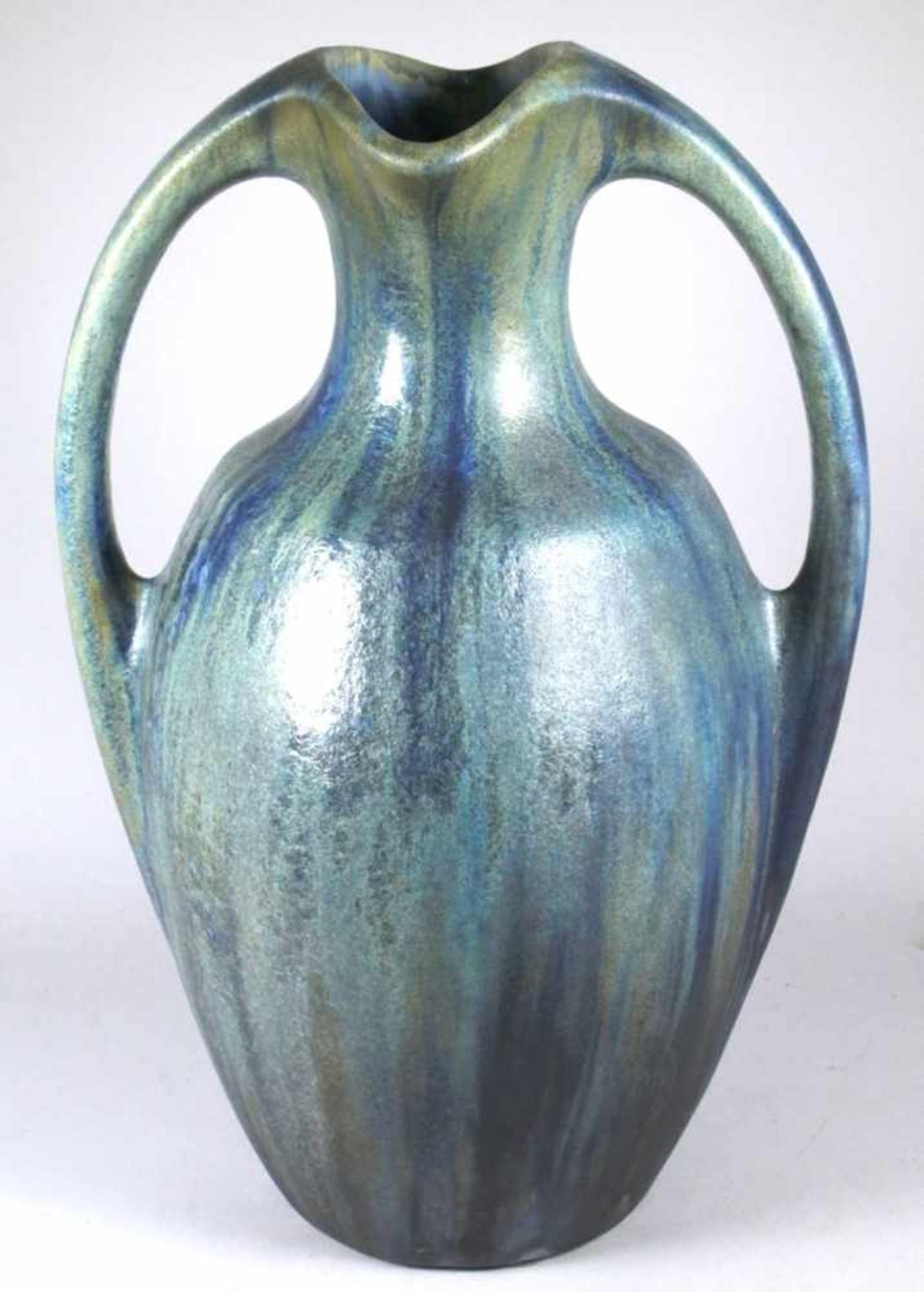 Keramik-Doppelhenkelvase, "vase à deux anses", Faiencerie Héraldique de Pierrefonds, um1915, Mod. - Bild 2 aus 4