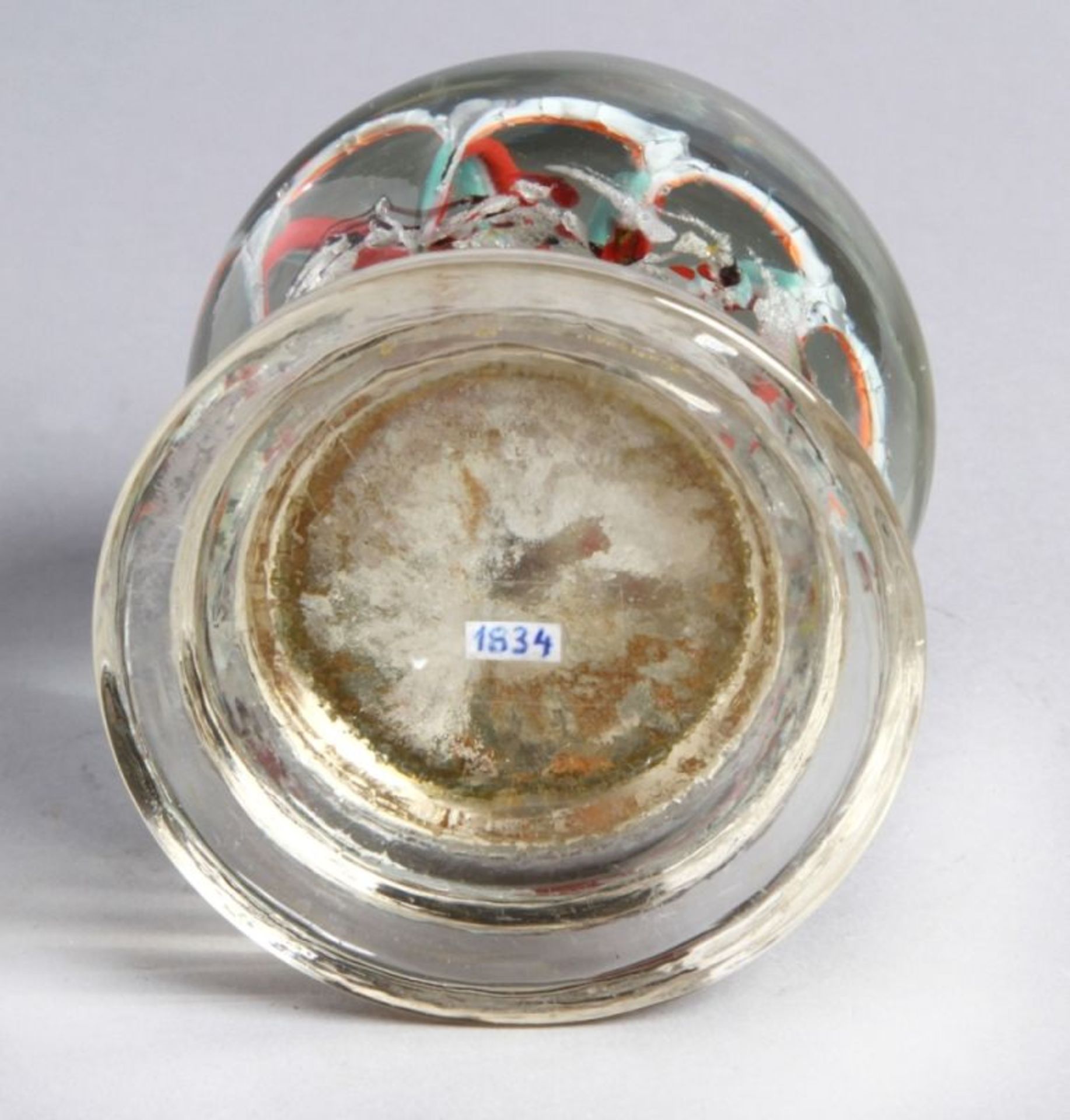 Glas-Standfußpaperweight, Weißwasser, Oberlausitz, um 1905-25, auf getrepptem - Bild 2 aus 2