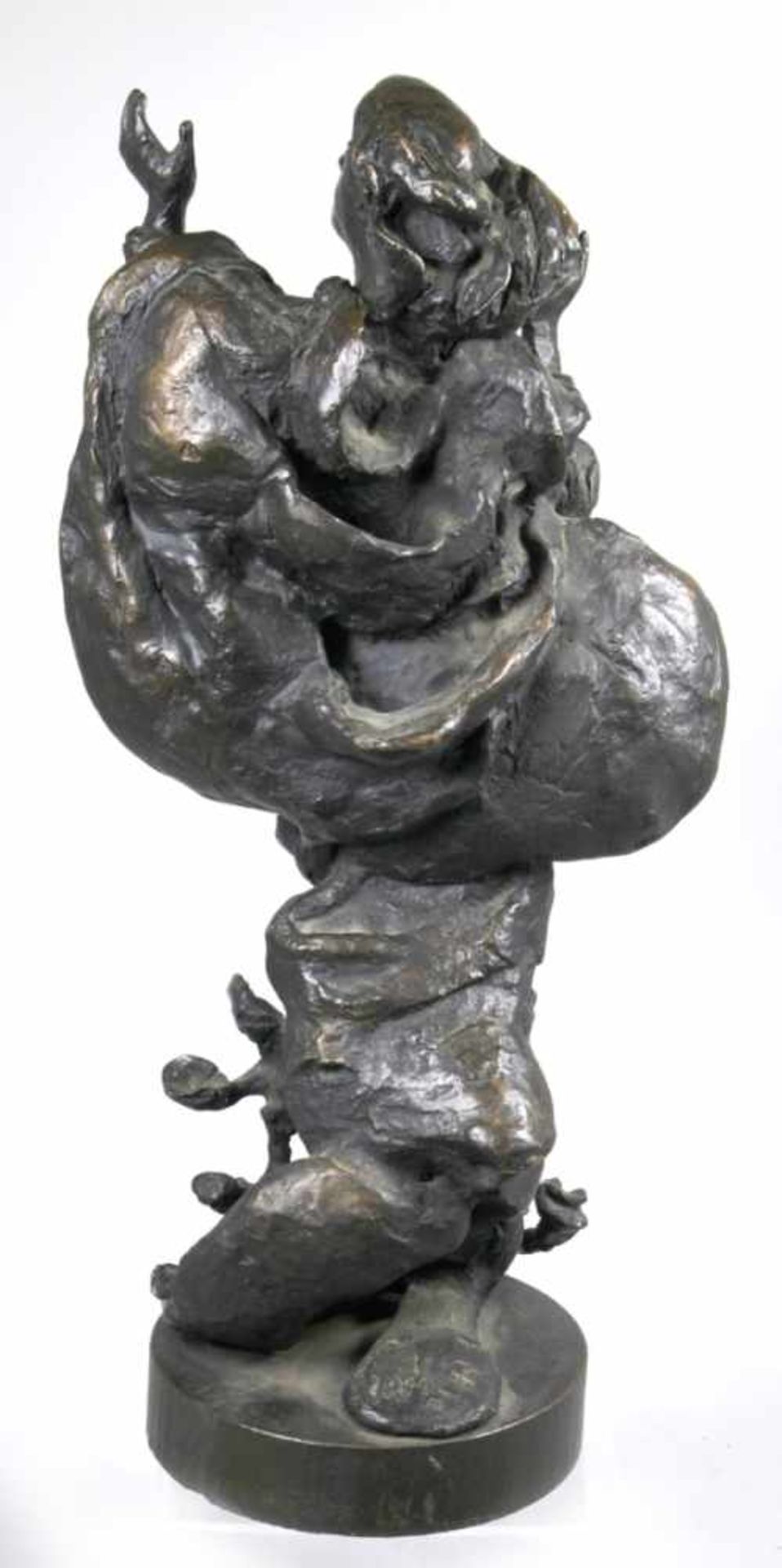 Bronze-Plastik, "Expressive Frauendarstellung", bez. Paris, wohl franz. Bildhauer 1.Hälfte 20. - Bild 2 aus 3
