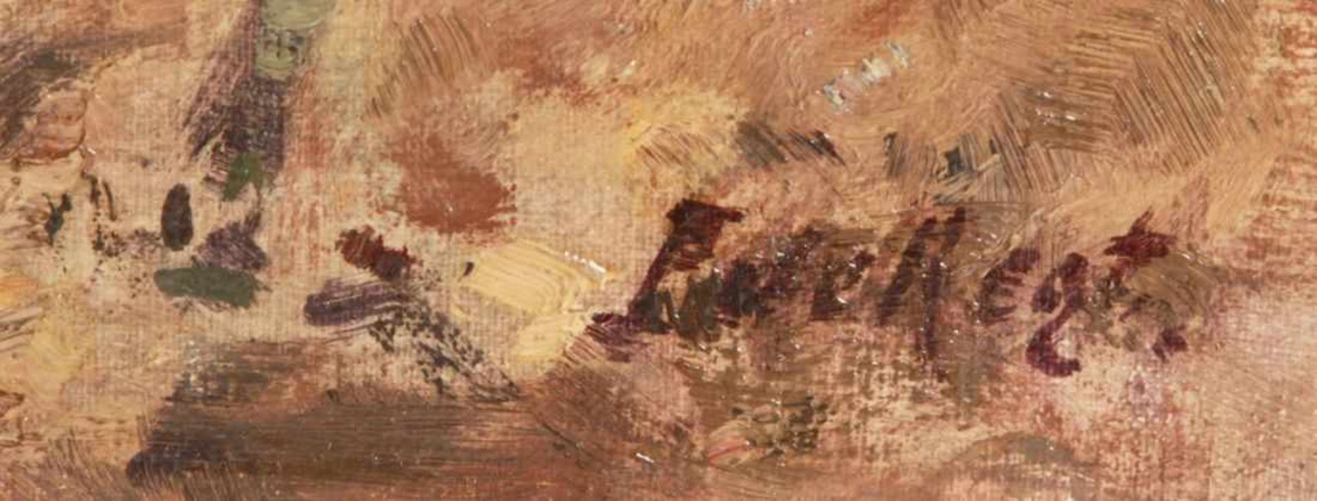 Regt, Pieter de, holländischer Maler 1877 - 1960. "Herbstlicher Weg", sign., Öl/Lw. aufHolz, 40 x 60 - Bild 2 aus 2