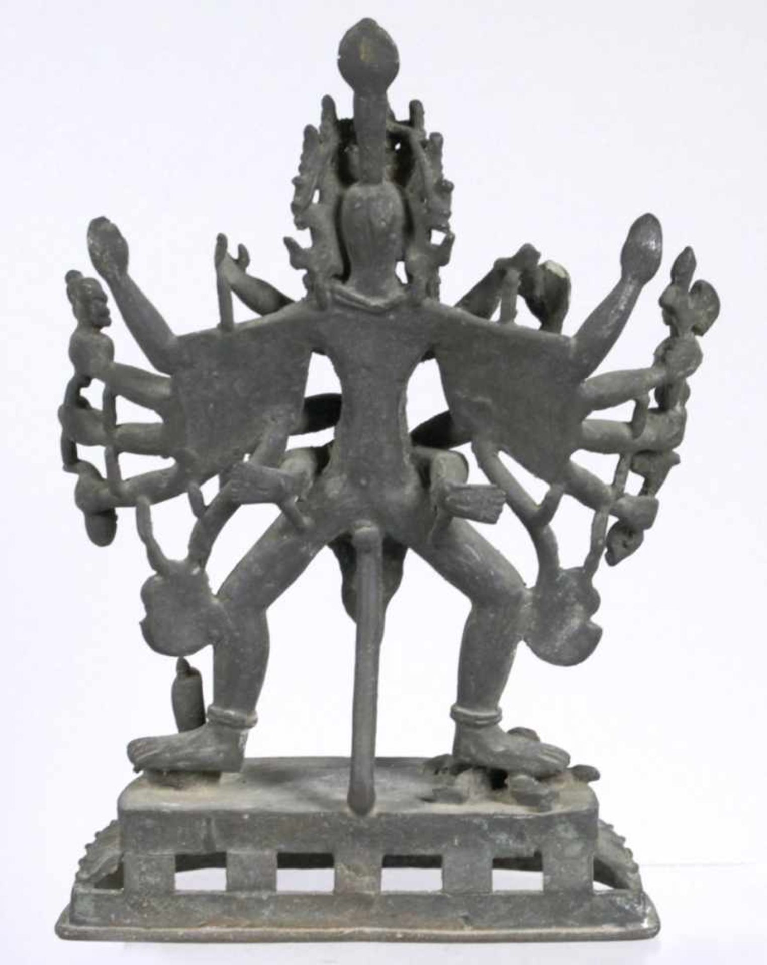 Bronze-Plastik, "Buddha", Tibet oder Nepal, um 1900, auf Sockel mit durchbrochengearbeitetem - Bild 3 aus 4