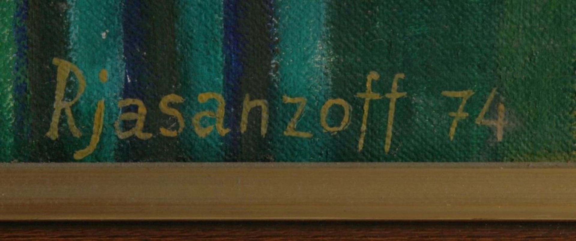 Rjasanzoff, geb. 1932 in Böhmen."Ohne Titel", sign., dat. 1974, Öl-Acryl/Lw., 95 x 75 cm,aus dem - Bild 2 aus 2