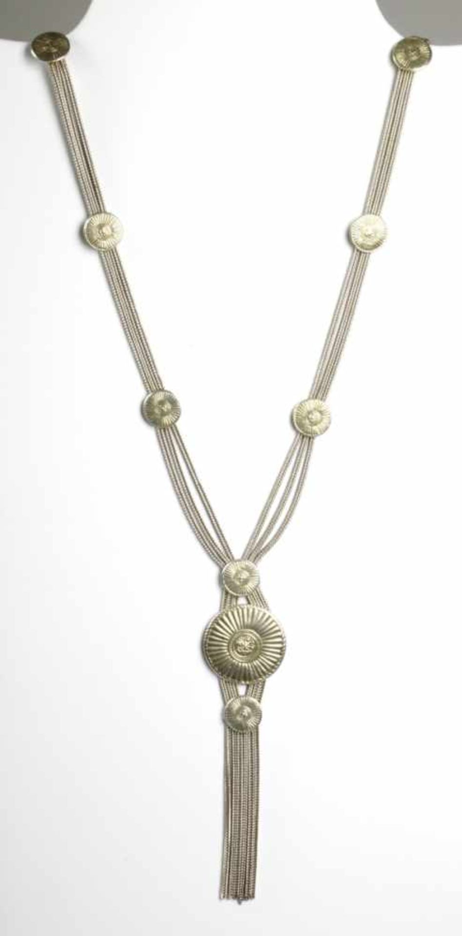 Halskette, Sterling Silber, gearbeitet in Form des Art Deco, Karabinerschließe, L 75 cm- - -20.