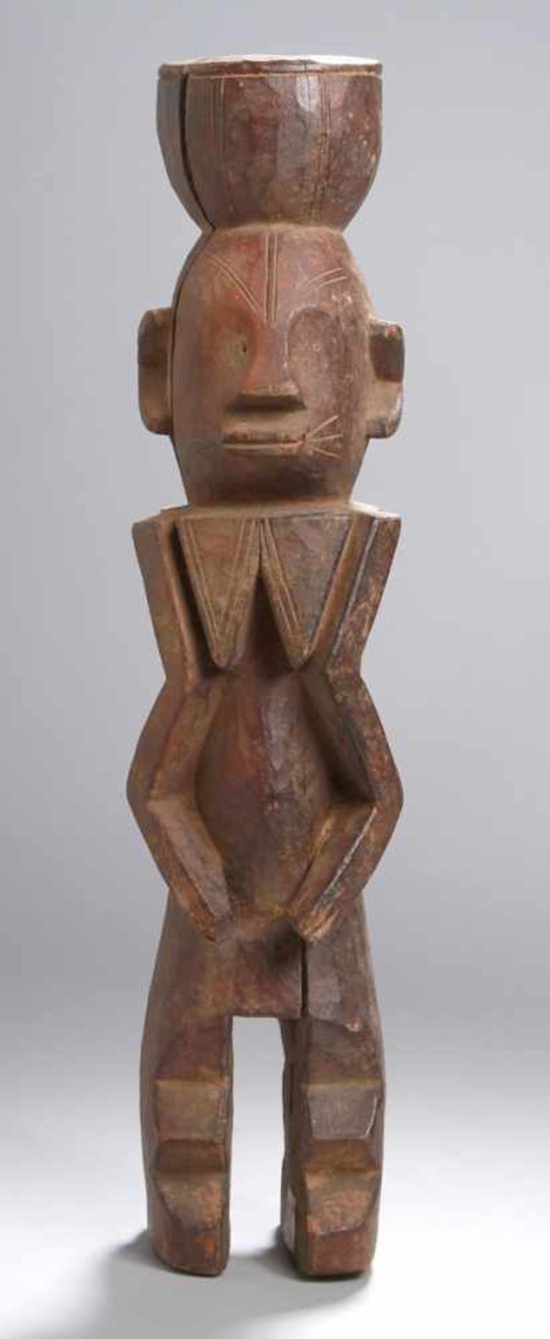 Ahnen-Figur, Chamba, Nigeria, stark reduzierte, kubistische, stehende Darstellung