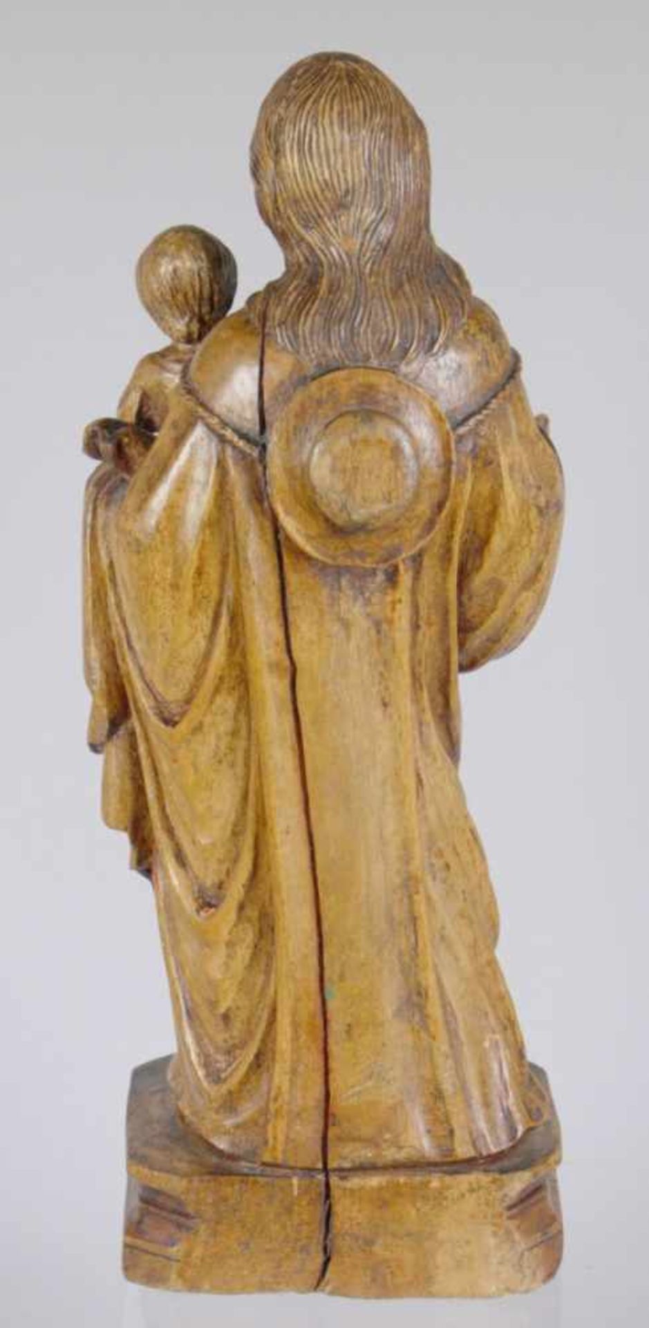 Holz-Figur, "Josef mit Kind", Südeuropa, 18. Jh., auf Sockel vollplastische, stehendeDarstellung - Bild 2 aus 6