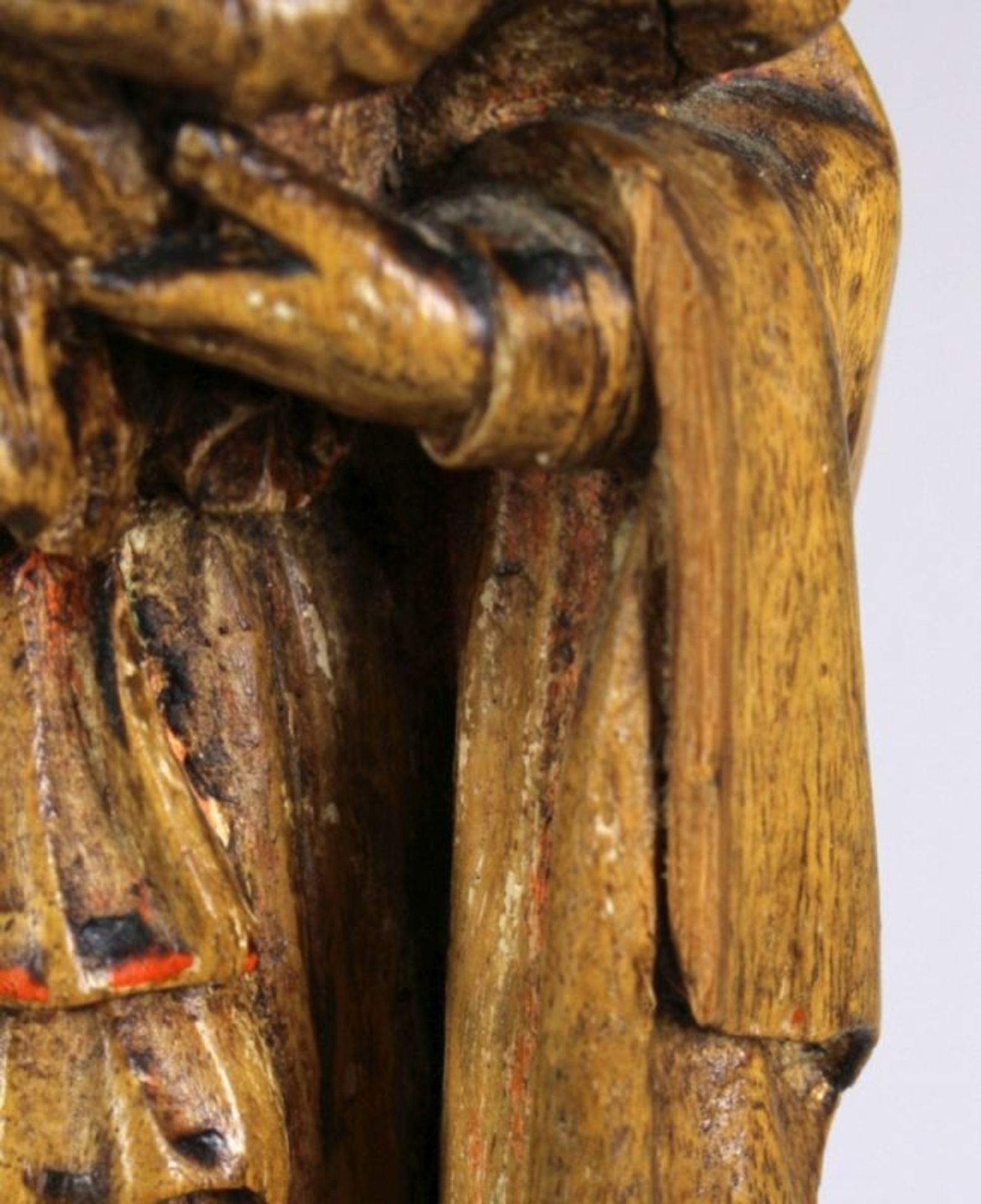 Holz-Figur, "Josef mit Kind", Südeuropa, 18. Jh., auf Sockel vollplastische, stehendeDarstellung - Bild 4 aus 6