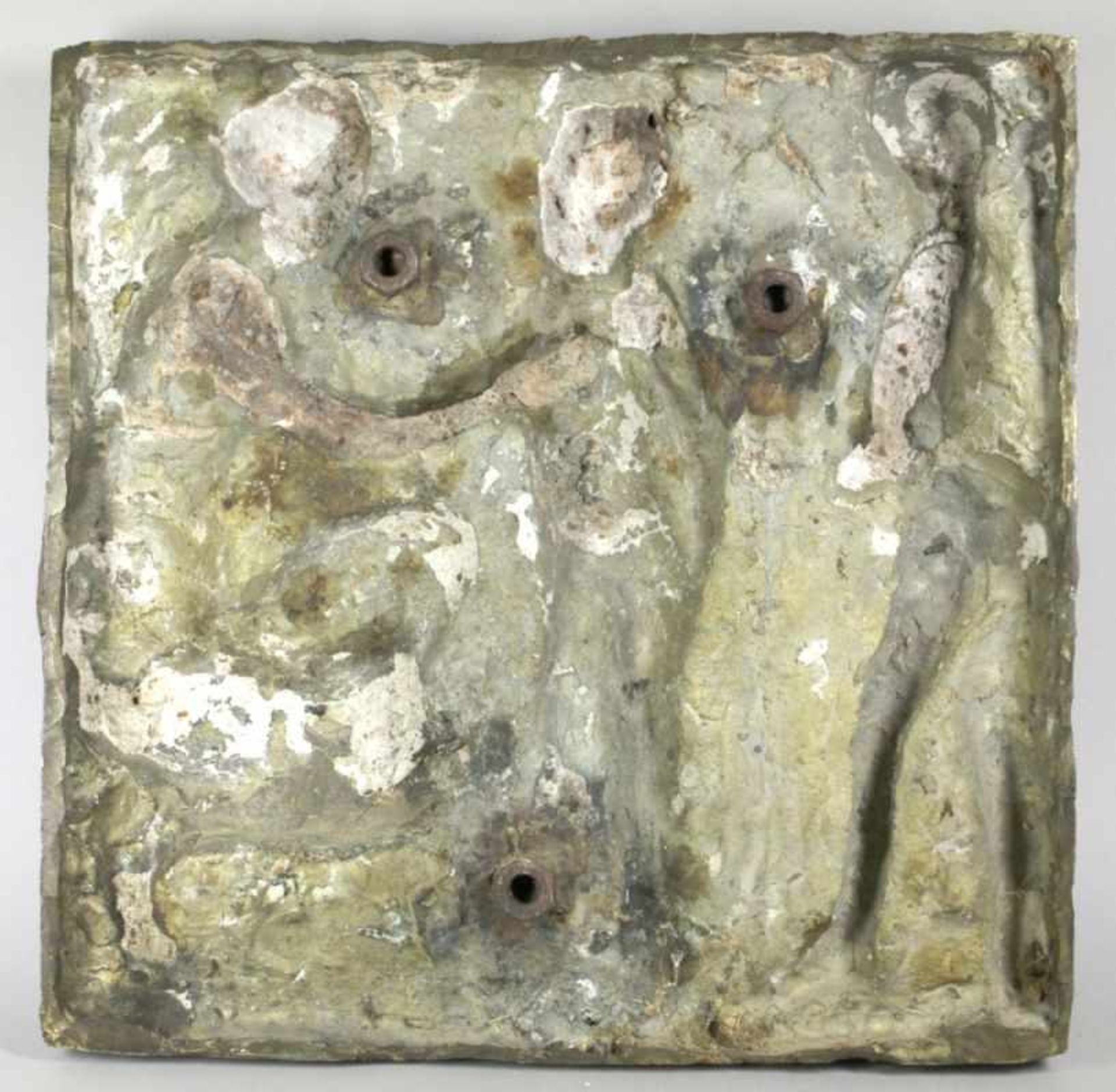 Bronze-Wandplatte, "Mutter mit ihren Kindern", anonymer Bildhauer 1. Hälfte 20. Jh.,leicht - Bild 2 aus 2