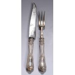 Tranchier-Besteck, Frankreich, um 1890, Griffe Silber, verziert mit Reliefdekor, L 28 - 33cm,