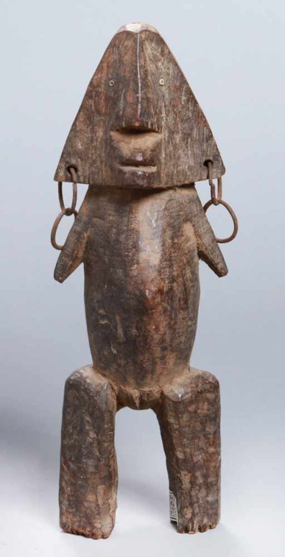 Weibliche Ahnen-Figur, Zande, Nord-Kongo, stark reduzierte, stehende Darstellung mitdoppelt