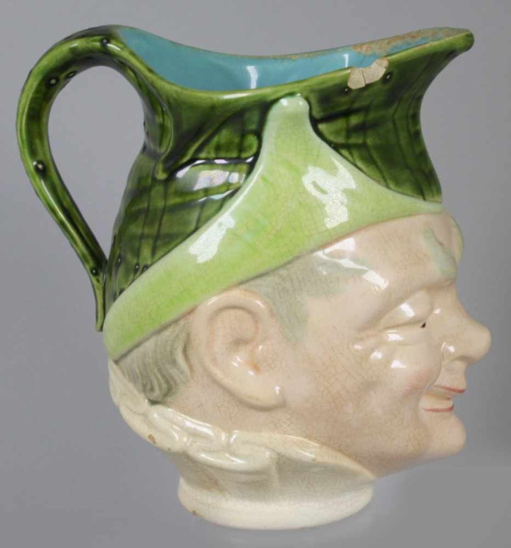 Keramik-Figurenkrug, Utzschneider & Cie., Sarreguemines, um 1900, Mod.nr.: 653, übereingezogenem - Bild 2 aus 4