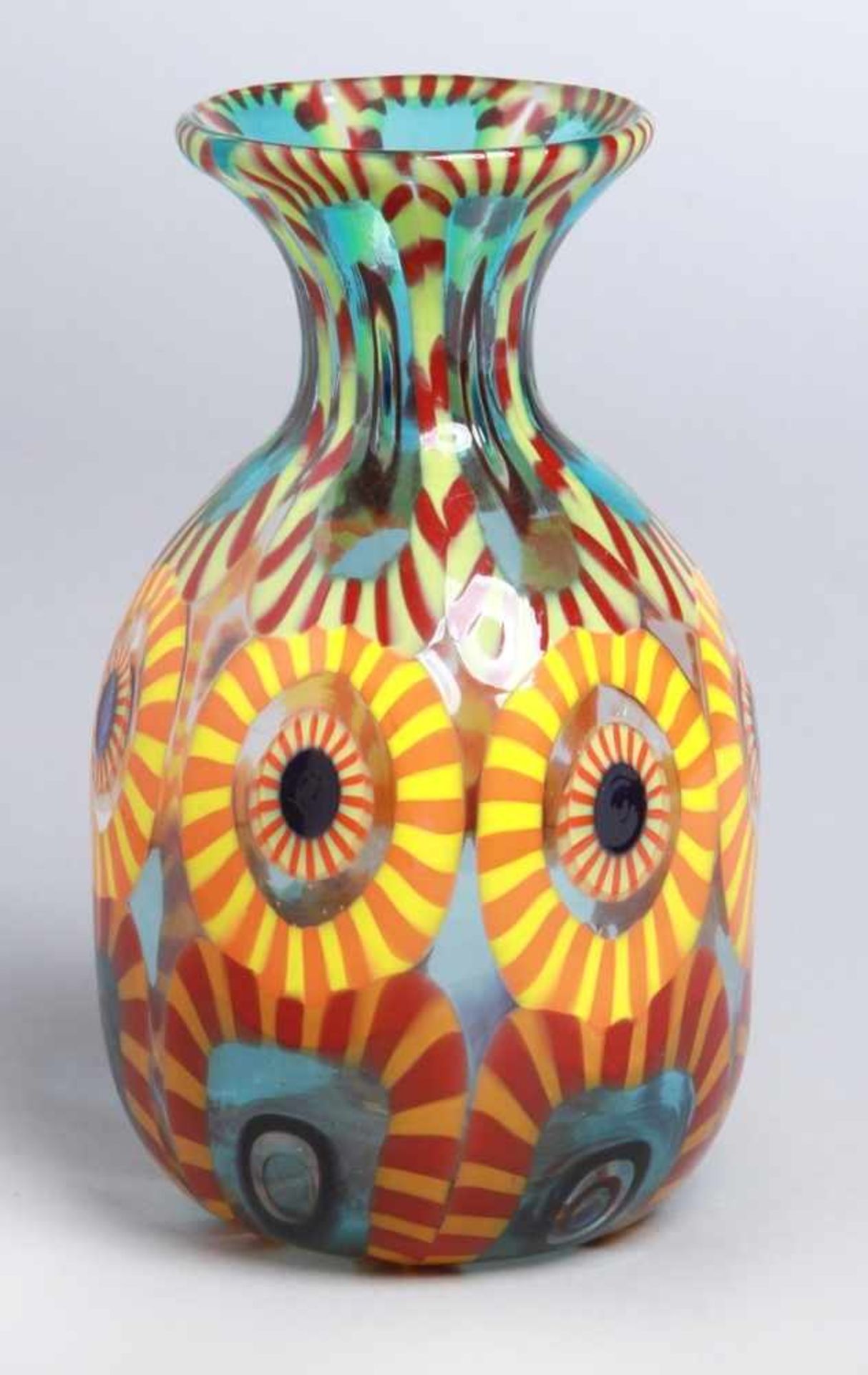 Glas-Ziervase, "Murrine", Murano, Formentello Eli Vetri d'Arte, neuzeitlich, farblosesGlas,