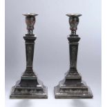 Ein Paar Tafelleuchter, 1-flg., 1. Hälfte 20. Jh., Sterling Silber (weighted), Wandungverziert mit