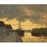 Wetering, J.H., holländischer Maler 2. Hälfte 20. Jh. "Flußlandschaft in Abendstimmung",sign., Öl/