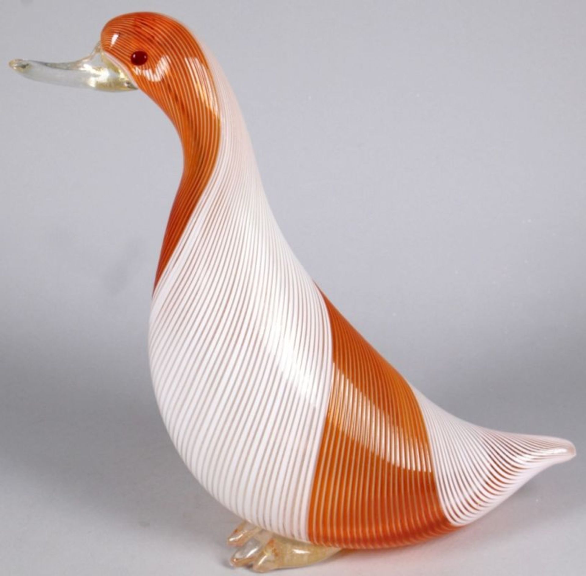 Glas-Tierplastik, "Ente", Murano, Aureliano Toso, um 1960, Entw.: wohl Dino Martens,plastische - Bild 2 aus 4