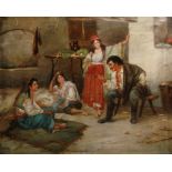 Köhösy, ungarischer Maler Mitte 20. Jh. "Beim Kartenspiel", sign., Öl/Lw., 55 x 68 cm- - -20.00 %