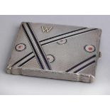 Zigaretten-Etui, dt., um 1930, Sterling Silber, rechteckig, scharniert, stiltypisches,