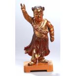 Holz-Figur, "Budda als Kind", China/Tibet, wohl 18. Jh., auf 4-füßigen Holzsockelaufgesteckte,