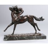 Bronze-Plastik, "A two year old's canter/Jockey auf Pferd", Paris, Rene, französischerBildhauer 1881