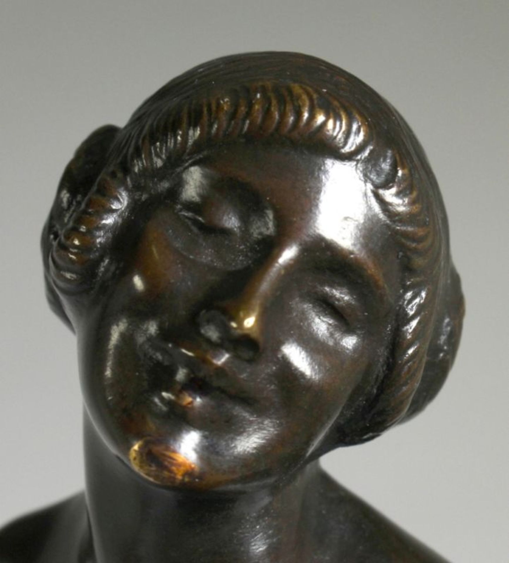 Bronze-Plastik, "Weiblicher Akt mit kleinem Faun", Pongrácz, Siegfried, tschechischerBildhauer - Bild 4 aus 4