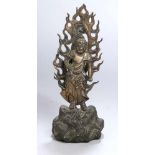 Bronze-Plastik, "Buddhistische Gottheit", Tibet, 17./18. Jh., auf Sockel vollplastische,stehende