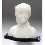 Alabaster-Plastik, "Damenbüste", Kochendörfer, Fritz, Mannheim 1871 - 1942 Osterode,